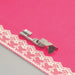 Lace trim and a Baby Lock lace Applicator foot on pink fabric