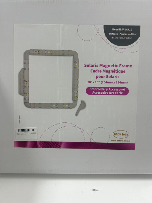 Baby Lock Magnetic frame 10" x 10" BLSA-MH10 in packaging with text and graphics on a white background