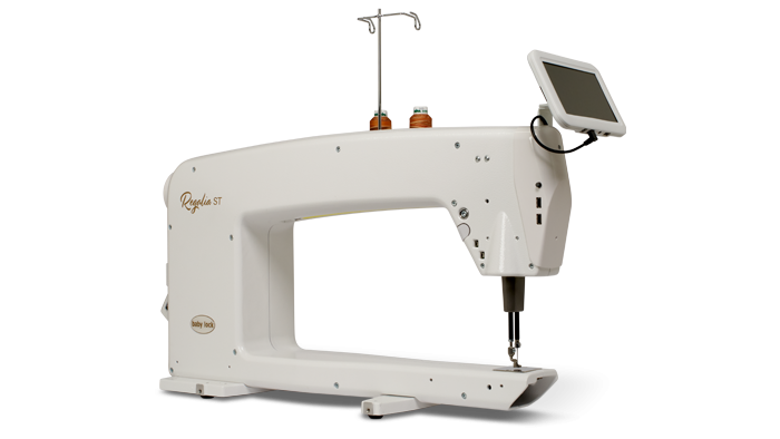 Baby Lock Regalia longarm quilting machine with prostitcher and variegated thread