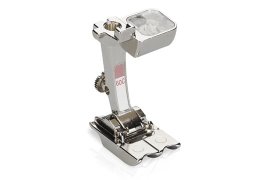 Bernina #60C Double Cord Presser Foot designed for sewing machines, featuring metal construction with two parallel cords.