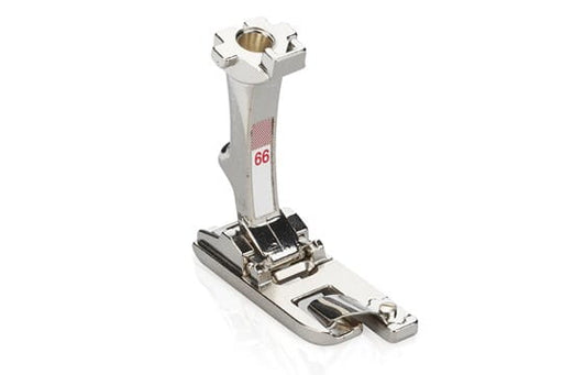Bernina #66 Hemmer Foot, designed for sewing 6 mm double-fold hems using zigzag or decorative stitches, placed against a white background.