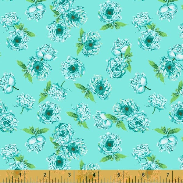 Between Friends fabric Peony Bunches Lt Turquoise 52675-6