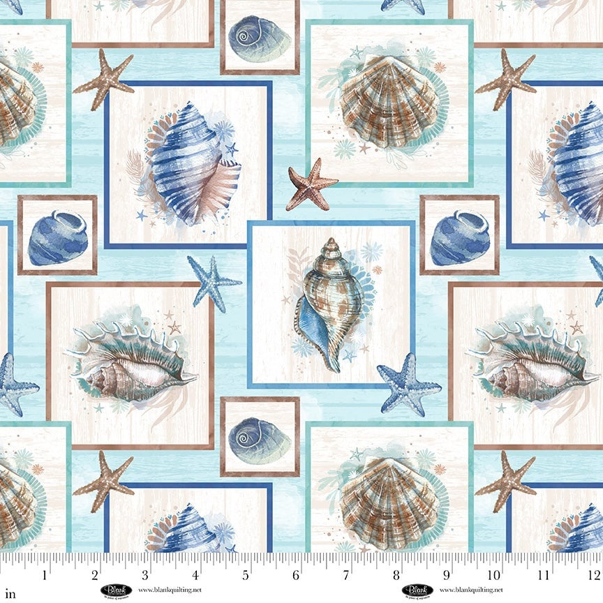 Seatopia Light Blue Seashell Patch fabric - 4563-70 — Flash Sew & Quilt