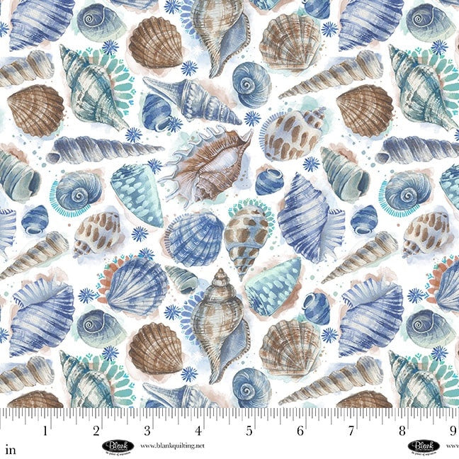 Seatopia White Seashells fabric - 4562-01