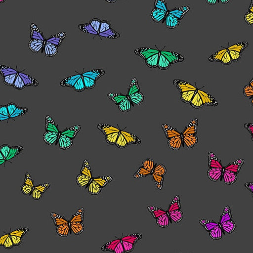 Butterfly Rainbow Night fabric A-1443-L - Color Wheel collection by Alison Glass

