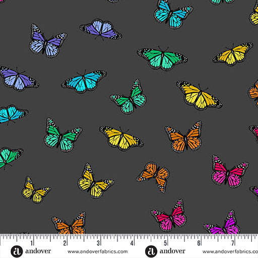 Butterfly Rainbow Night fabric A-1443-L - Color Wheel collection by Alison Glass
with ruler