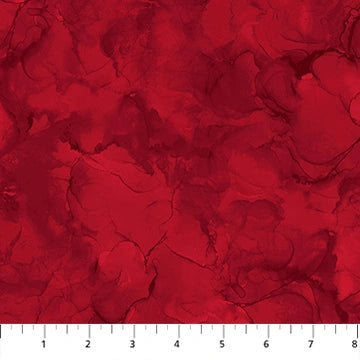 Mirage Cardinal quilting cotton by Deborah Edwards for Northcott — deep classic red fabric shown with ruler for scale