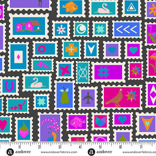Collector Night fabric A-1125-K - Color Wheel collection by Alison Glass
 with ruler