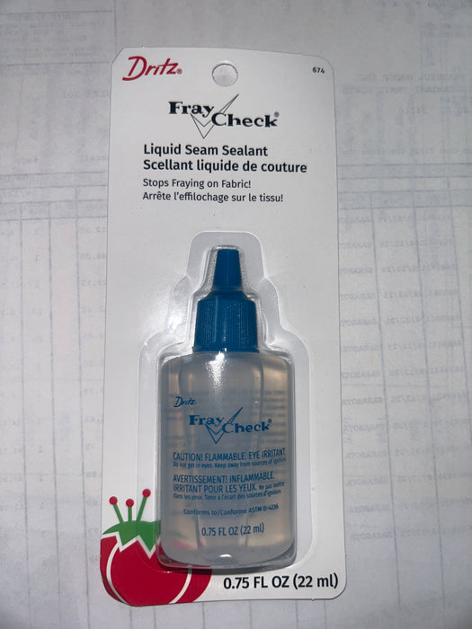 Fray Check liquid seam sealant bottle with packaging on a white background