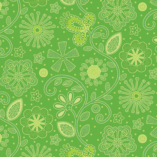 Embroidery Green Sewing Room 2 fabric by Amanda Murphy || Benartex
