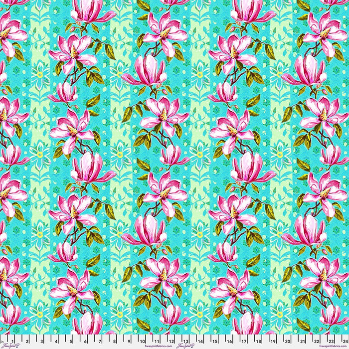 Festival Magnolias Blue fabric by Odile Bailloeul | FreeSpirit Fabrics