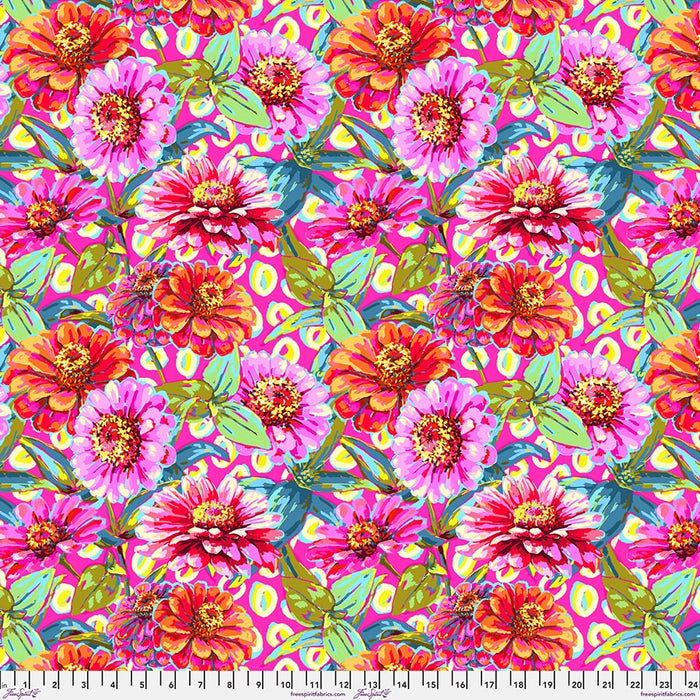 Festival Zinnias Pink fabric by Odile Bailloeul | FreeSpirit Fabrics