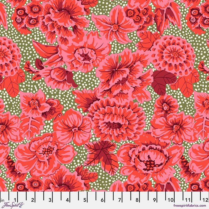 From the Archives by Kaffe Fasset Floral with Dots Red fabric