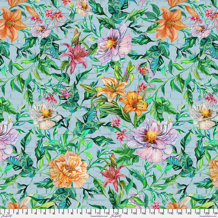 Lemonade Lilies on Seaglass fabric | In Full Bloom fabric collection