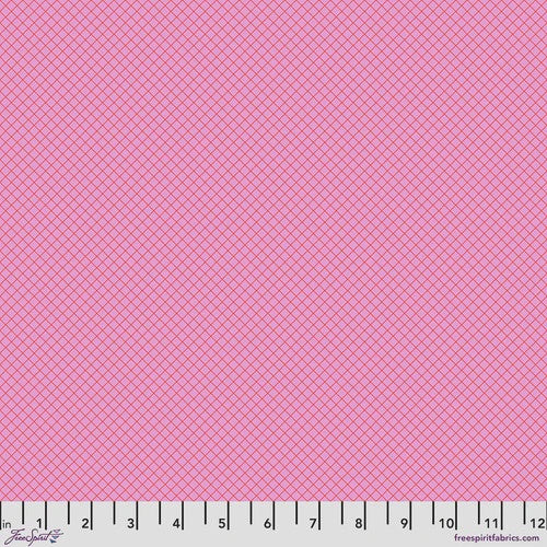 True Colors by Tula Pink - On the Grid Bubblegum fabric

