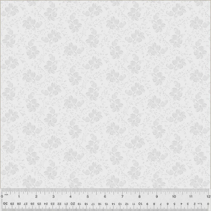 Frosting Fleurette White on White Cotton fabric