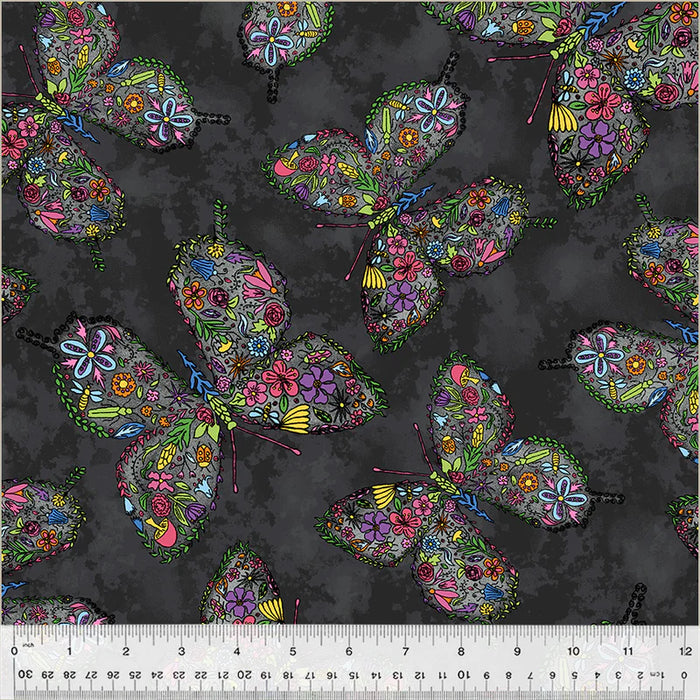 Goodness Gracious! Be Free Charcoal fabric yardage