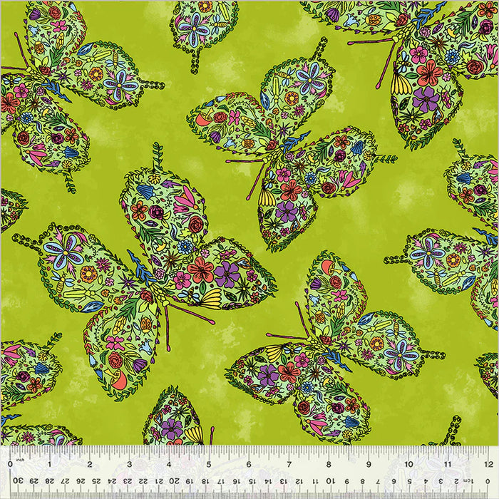 Goodness Gracious! Be Free Lime Be fabric yardage
