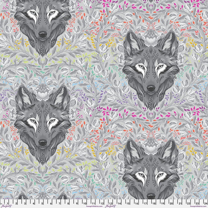 Graywork & True Colors Minky by Tula Pink Wolf of Pink Street Fog fabric