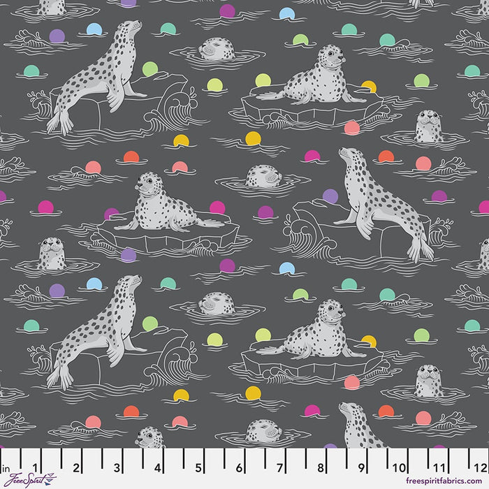 Graywork fabric collection by Tula Pink | Seal the Deal Carbon  fabric