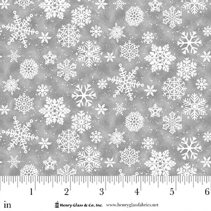 Snow Crew Flannel Snowflakes Gray fabric - 1288-90 Gray