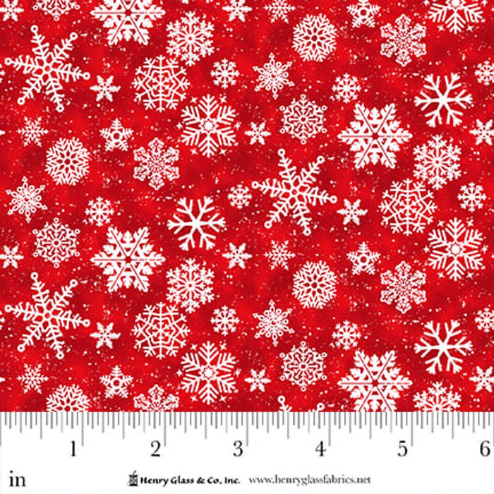 Snow Crew Flannel Snowflakes Red fabric - 1288-88 Red