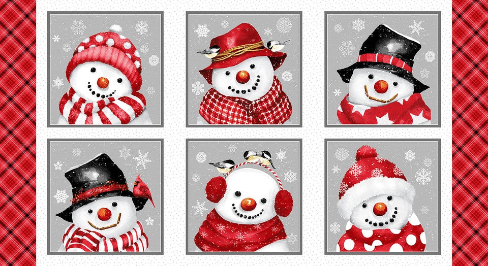 Snow Crew Flannel Snowman Blocks Multi fabric - 1284-89 Multi