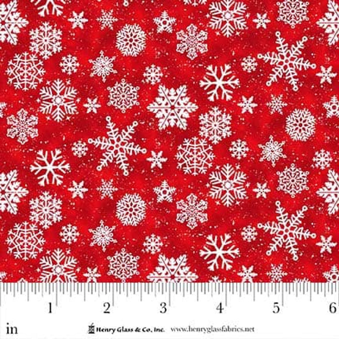 Snow Crew Minky Snowflakes Red fabric - 2096MK-88 Red
