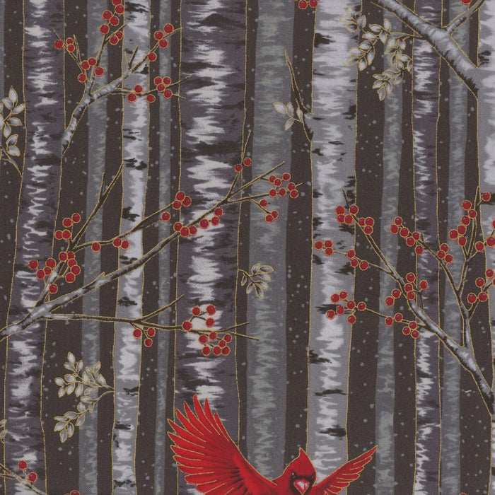 Berries and Birch X7794 4G Black Gold fabric by Hoffman Fabrics