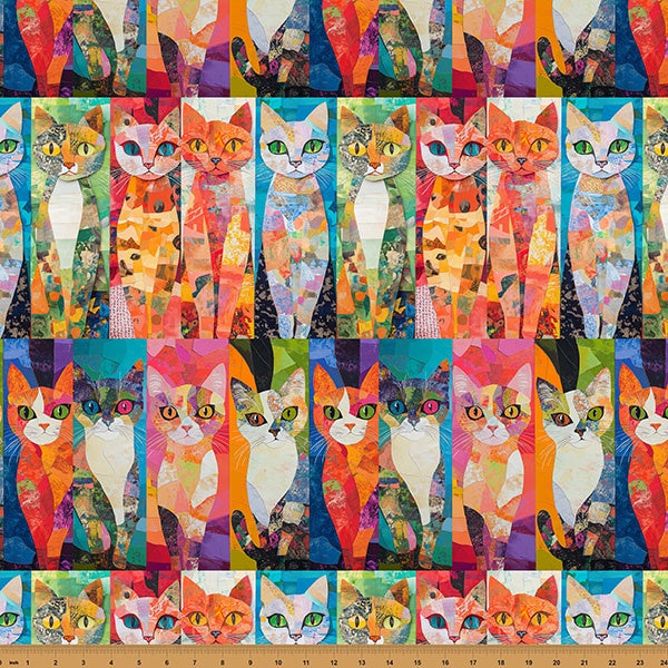 Hoffman Fabrics Crafty Cats Radiant fabric X5714-763-RADIANT