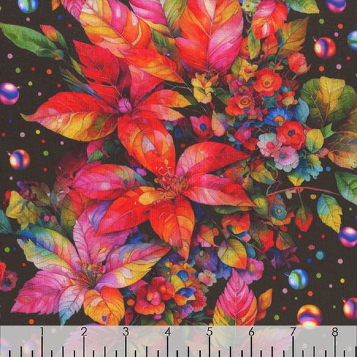 Hoffman Yuletide Blooms Hunter fabric - X5554-60-Hunter