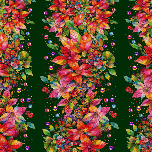 Hoffman Yuletide Blooms Hunter fabric - X5554-60-Hunter