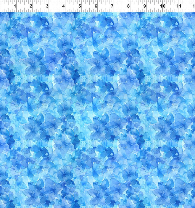 Blooming Day & Night Blue Hydrangea fabric