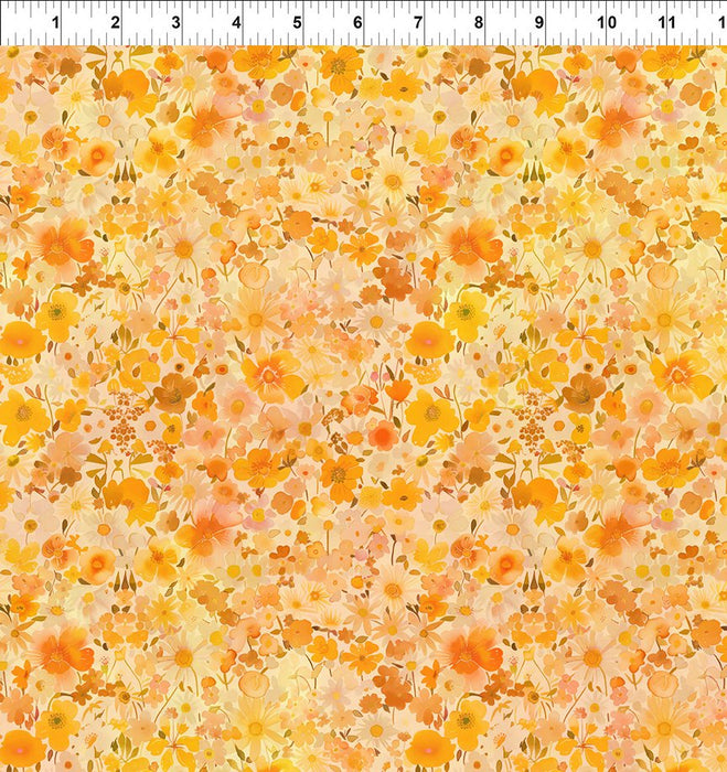 Blooming Day & Night Gold Field fabric