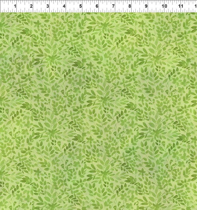 Blooming Day & Night Green Branches fabric