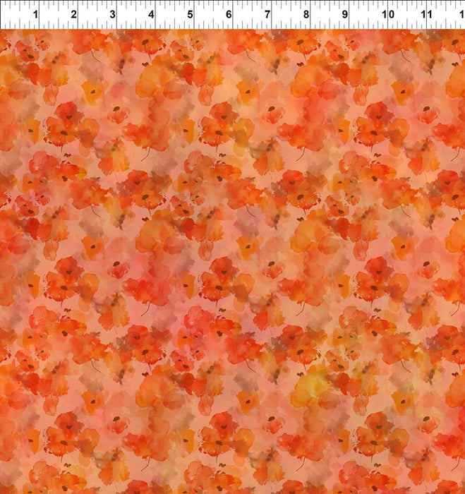 Blooming Day & Night Orange Poppies fabric