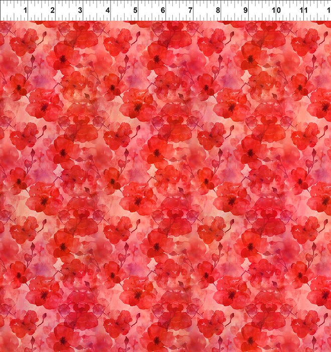 Blooming Day & Night Scarlet Beauties fabric