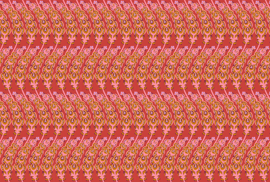 Bells of Ireland in Coral fabric | Jumpstart fabric collection