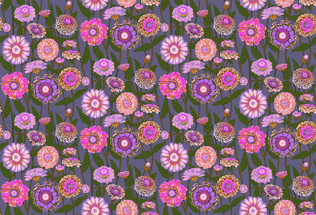 Zinnia Show in Mauve fabric | Jumpstart fabric collection