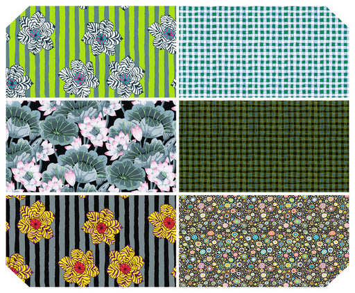 Kaffe Fasset fat quarter bundle of precut fabrics from August 2023 collection in contrast colors fabric patterns