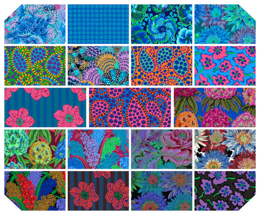 Kaffe Fassett August 2023 collection of fabric patterns cool colors