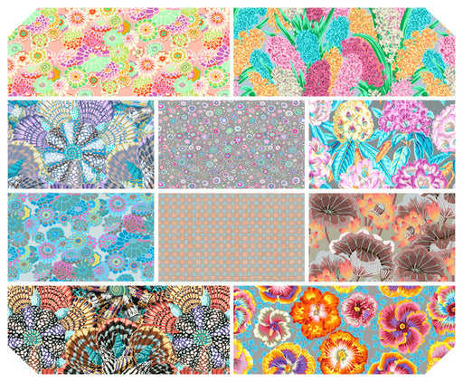 Pastel colors Fat Quarter bundle of precut fabric from Kaffe Fassett August 2023 fabric collection patterns