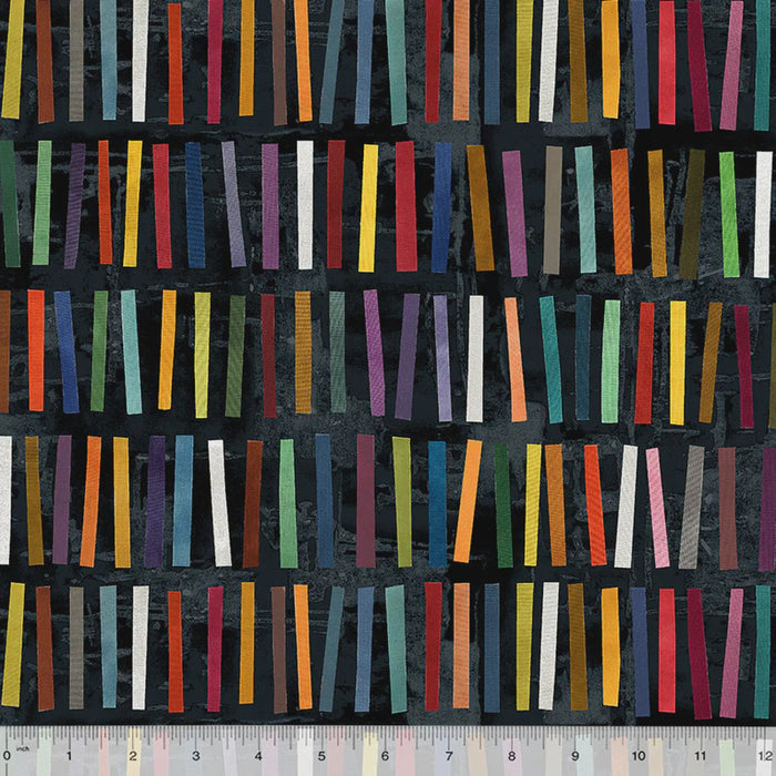 Marble Run Stick Stacks Ink Black fabric by Marcia Derse