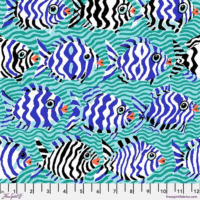 Minnows in Aqua Kaffe Fassett Collective August 2025 fabric