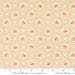 Fabric pattern with floral designs on a beige background, featuring Moda label.