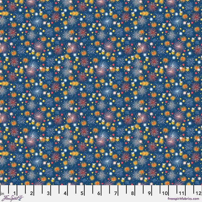 Happy Birthday America Americas Birthday Fireworks - Navy fabric - PWMY028.NAVY