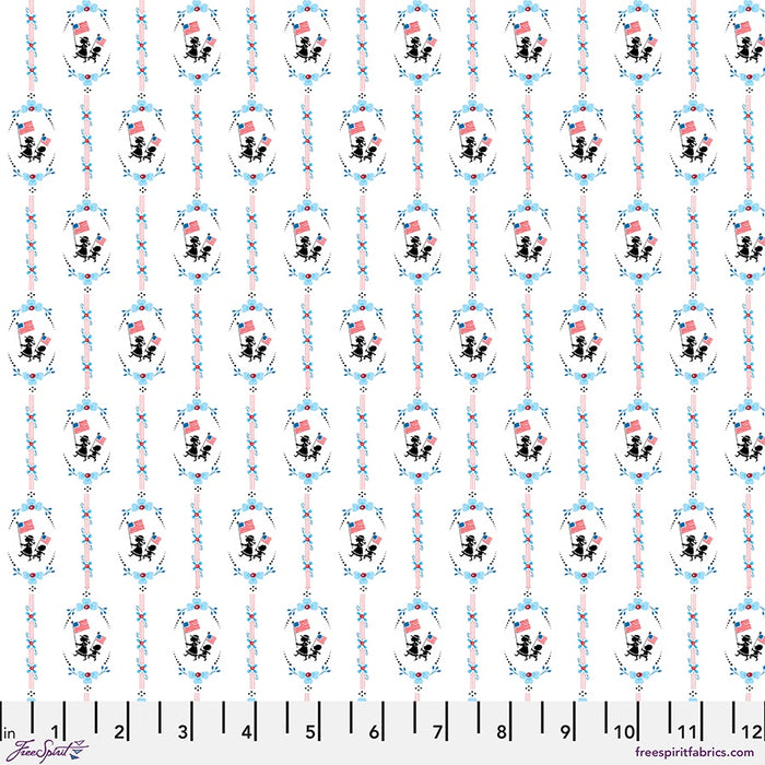 Happy Birthday America Children March On - White fabric - PWMY024.WHITE