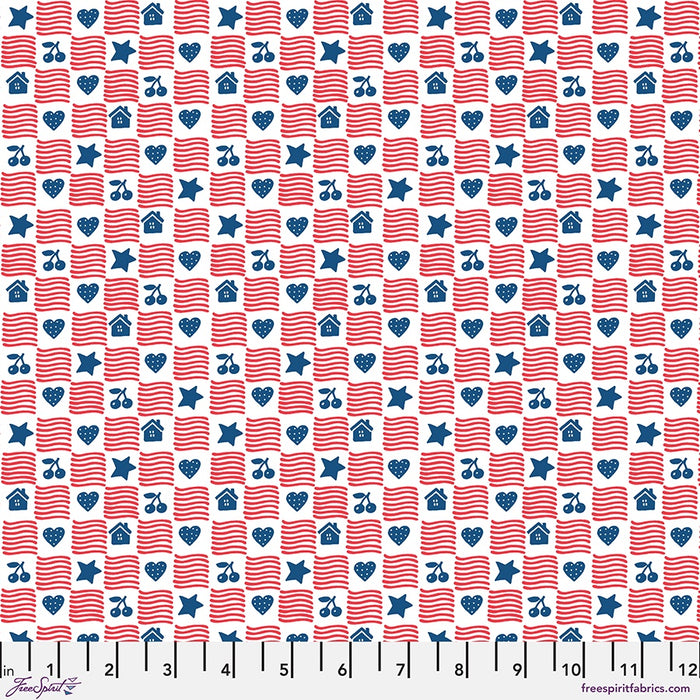Happy Birthday America Simple American Home - Red fabric - PWMY026.RED