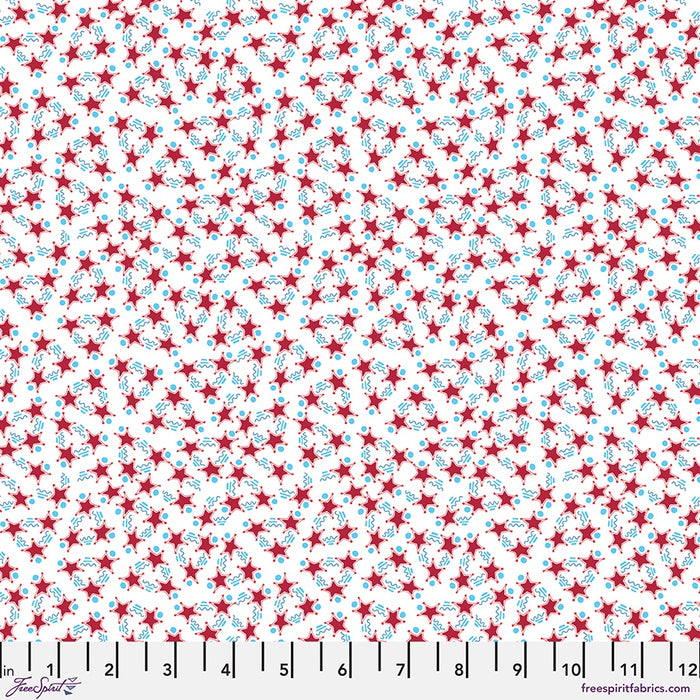 Happy Birthday America Stars Stripes & Squiggles - White fabric - PWMY023.WHITE