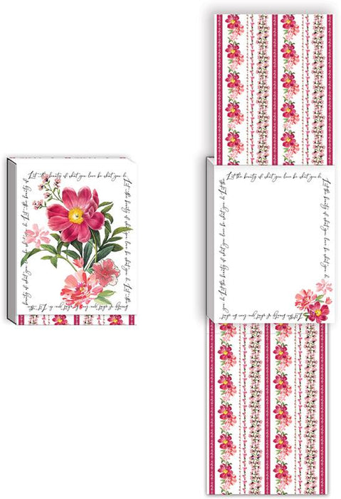 Set of three floral-themed cards with decorative borders on a white background
